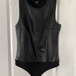 Express Black Faux Leather Bodysuit